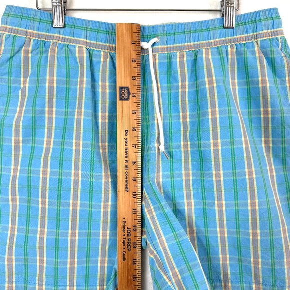 Brooks Brothers Board Shorts Mens M Blue Green Plaid Drawstring - Picture 9 of 11